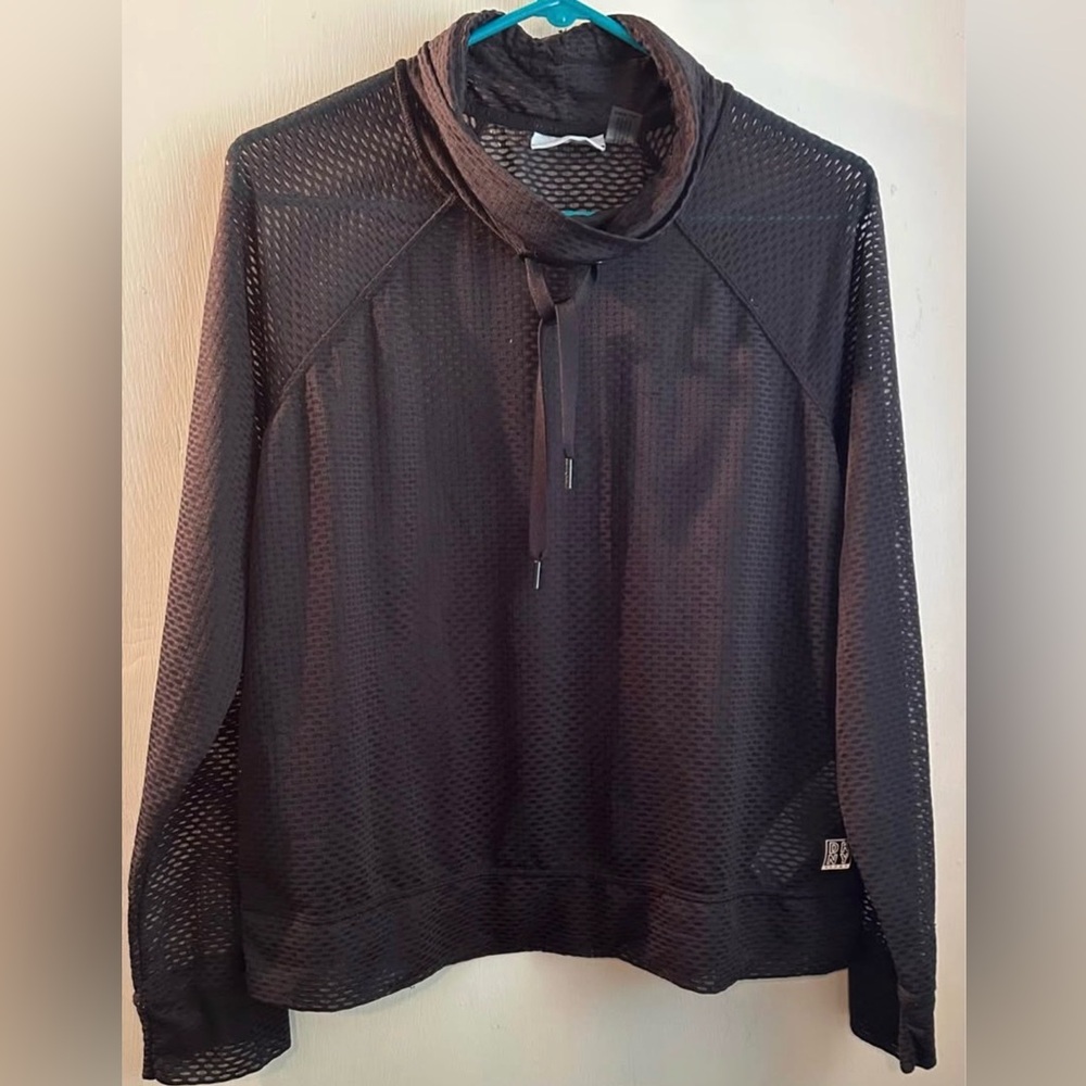 DKNY Black Mesh see through Lightweight Shirt Size M